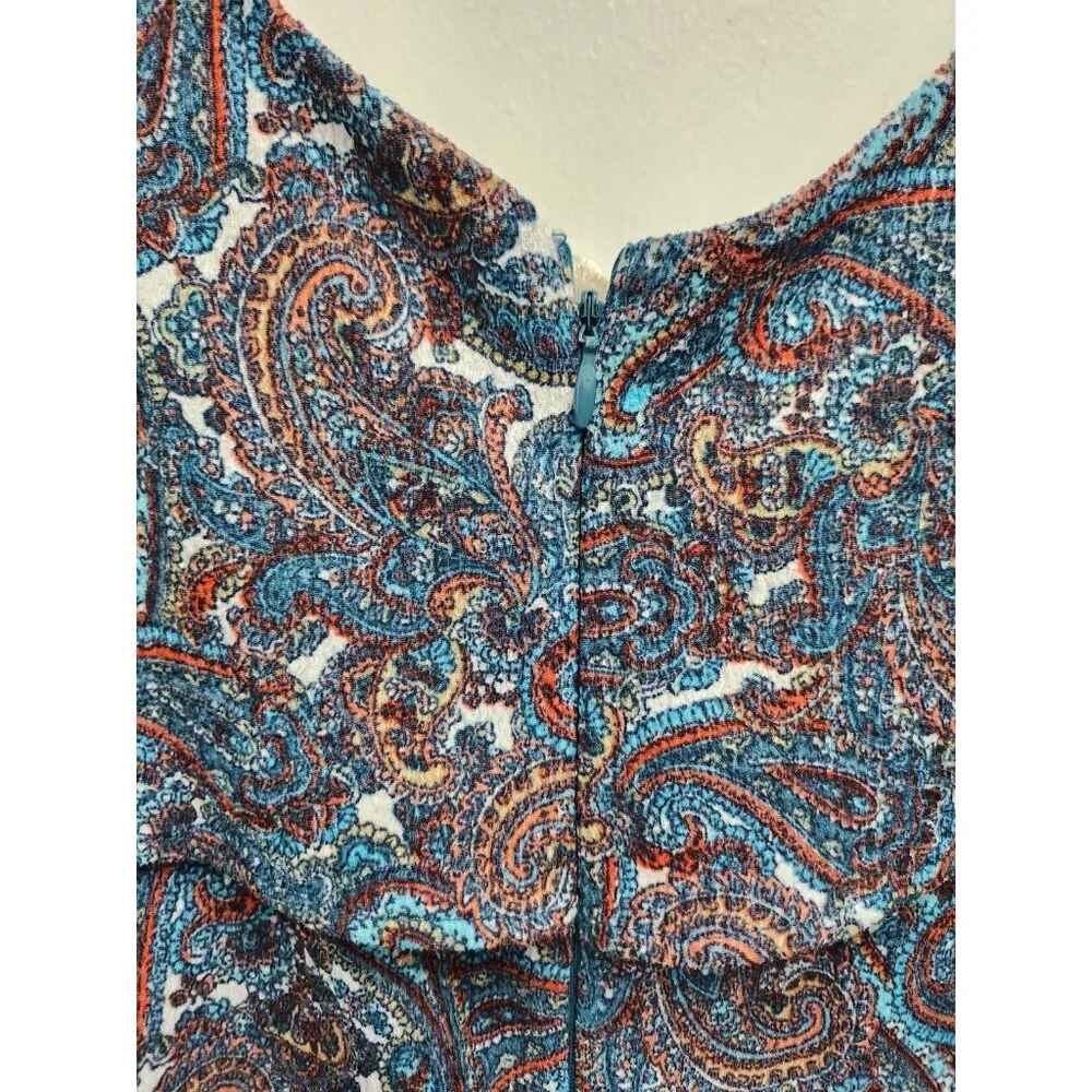 Michael Michael‎ Kors Womens Maxi Dress Petite Medium BOHO Paisley Chain Strap